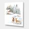 Designart - Winter Cottage With Two Deers - Farmhouse Canvas Wall Art Print